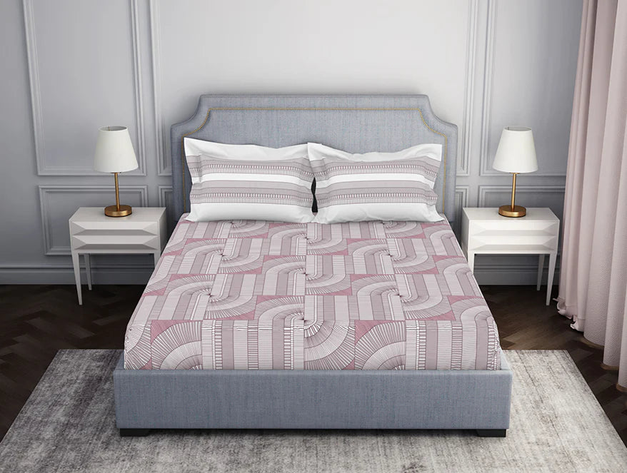 EarthTone Geometric Weave Bedsheet – Pure Cotton | Spaces Essentials