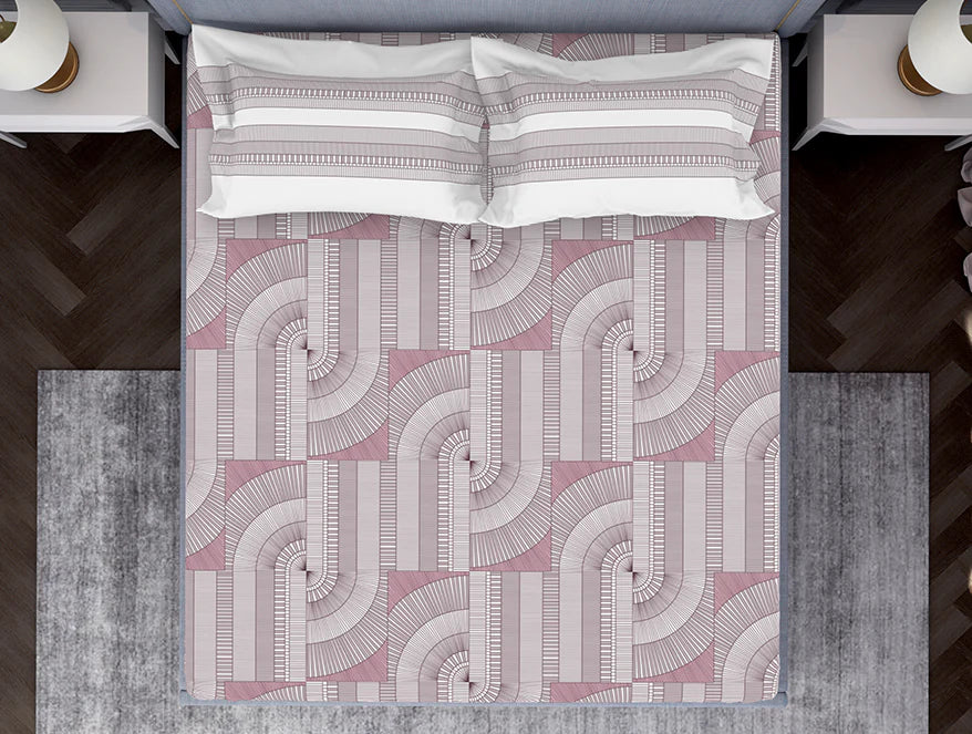EarthTone Geometric Weave Bedsheet – Pure Cotton | Spaces Essentials
