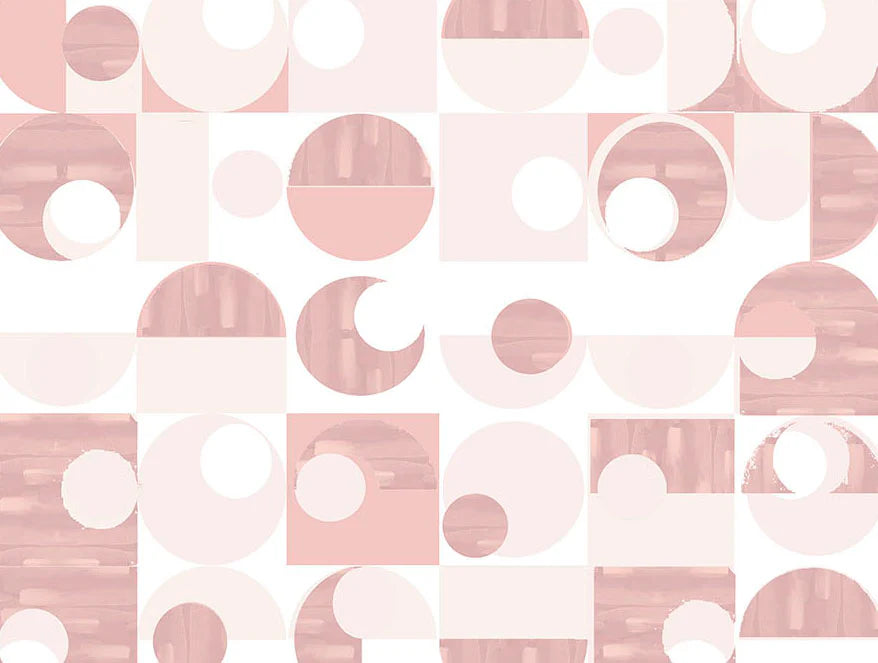 Essentials 100% Cotton Fitted King Bedsheet, 144 TC, Geometric, Blush